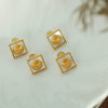 Square Geometric Light Luxury 316L Stainless Steel Electroplating Earrings