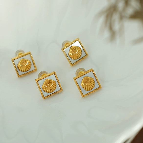 Square Geometric Light Luxury 316L Stainless Steel Electroplating Earrings