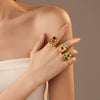 Square Geometric Natural Stone Stainless Steel Electroplated Fashion Ring