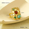 Square Geometric Natural Stone Stainless Steel Electroplated Fashion Ring