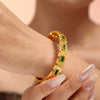 Square Glass Bracelet With Buckle Design Titanium Steel 18K Gold Plated Fashion Ol Style Electroplated