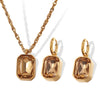Square Glass Glazed Inlay Jewelry Earrings Necklace For Women Stainless Steel Fashion Geometric Style