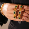 Square Green Zircon Buckle Bracelet Light Luxury Minimalist Titanium Steel Gold Plated Jewelry Wholesale