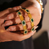 Square Green Zircon Buckle Bracelet Light Luxury Minimalist Titanium Steel Gold Plated Jewelry Wholesale