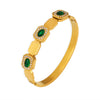 Square Green Zircon Buckle Bracelet Light Luxury Minimalist Titanium Steel Gold Plated Jewelry Wholesale
