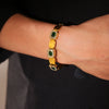 Square Green Zircon Buckle Bracelet Light Luxury Minimalist Titanium Steel Gold Plated Jewelry Wholesale