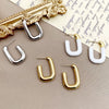 Square Half Opening Stainless Steel Gold Plated Geometric Earrings