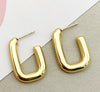 Square Half Opening Stainless Steel Gold Plated Geometric Earrings