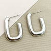 Square Half Opening Stainless Steel Gold Plated Geometric Earrings