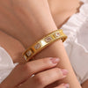 Square Inlaid Zircon Open Bracelet 316L Stainless Steel 18K Gold Plated Jewelry Simple Geometric Style