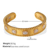 Square Inlaid Zircon Open Bracelet 316L Stainless Steel 18K Gold Plated Jewelry Simple Geometric Style