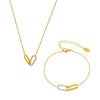 Square Interlocking Zircon Pendant Multi Layer Clavicle Chain Exquisite Bracelet Light Luxury Set Stainless Steel Electroplated