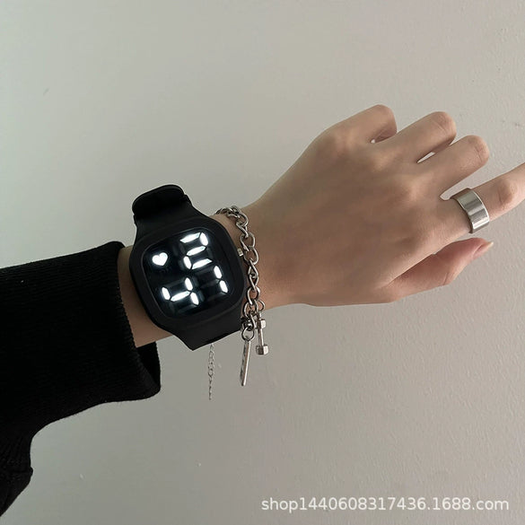 Square Luminous Multifunction Electronic Plastic Watch For Young Men And Women Casual Fashion Style