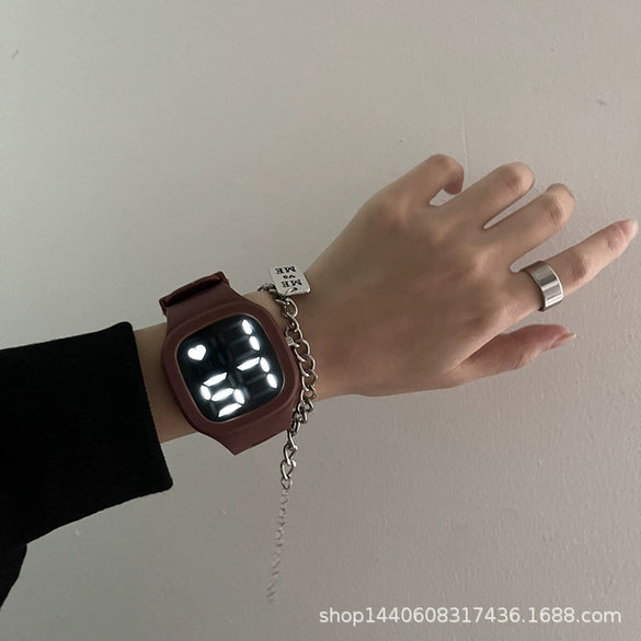 Square Luminous Multifunction Electronic Plastic Watch For Young Men And Women Casual Fashion Style