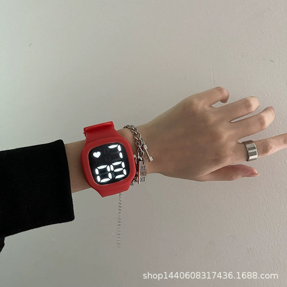 Square Luminous Multifunction Electronic Plastic Watch For Young Men And Women Casual Fashion Style