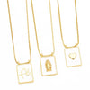 Square Madonna Cross Copper Zircon Inlaid Ochain Women's Necklace