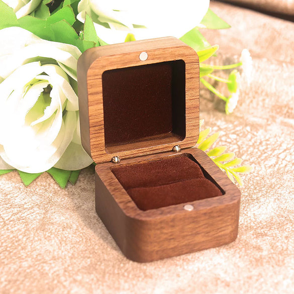Square Marriage Proposal Ring Box Black Walnut Jewelry Gift Packaging Storage For Women
