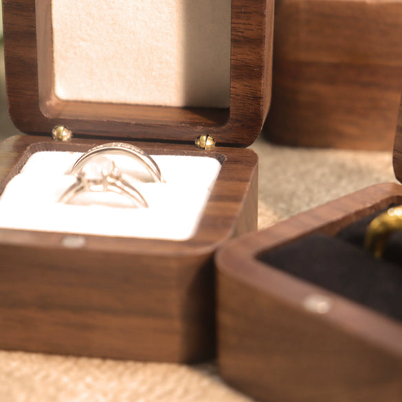Square Marriage Proposal Ring Box Black Walnut Jewelry Gift Packaging Storage For Women