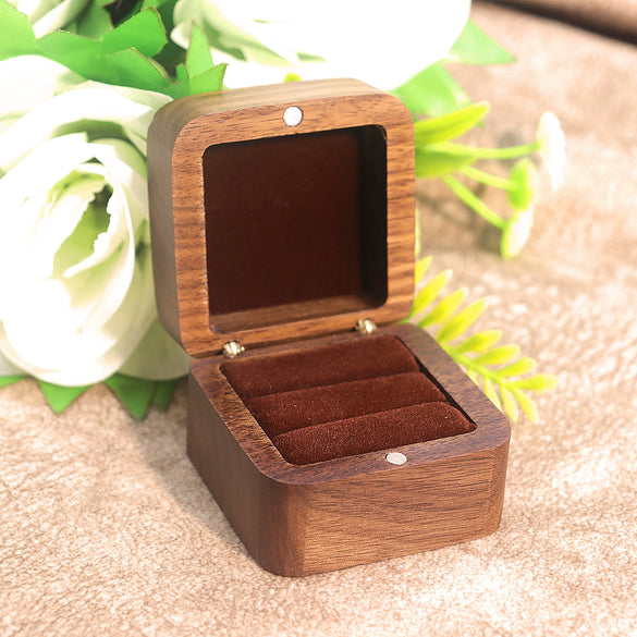 Square Marriage Proposal Ring Box Black Walnut Jewelry Gift Packaging Storage For Women