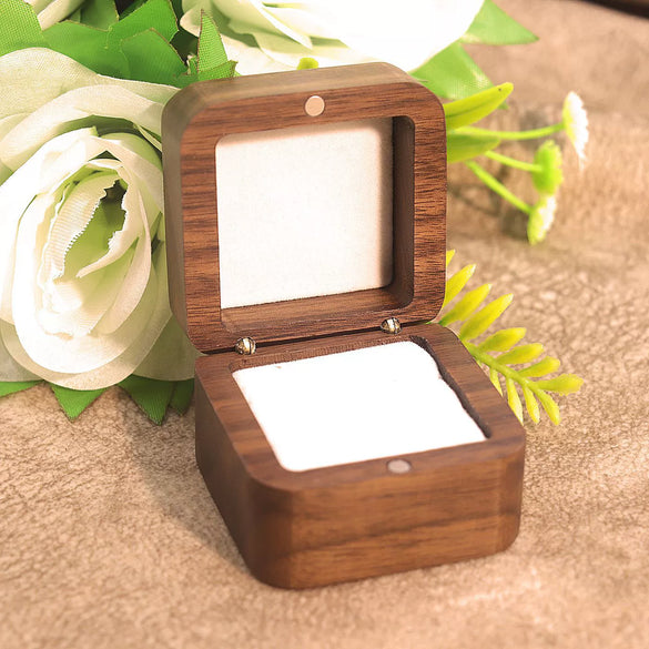 Square Marriage Proposal Ring Box Black Walnut Jewelry Gift Packaging Storage For Women