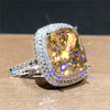 Square Micropaved Pink Simulated Zircon Ring Copper Women's Geometric Style