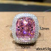 Square Micropaved Pink Simulated Zircon Ring Copper Women's Geometric Style
