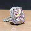 Square Micropaved Pink Simulated Zircon Ring Copper Women's Geometric Style