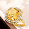 Square Micropaved Pink Simulated Zircon Ring Copper Women's Geometric Style