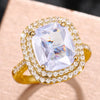 Square Micropaved Pink Simulated Zircon Ring Copper Women's Geometric Style