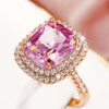 Square Micropaved Pink Simulated Zircon Ring Copper Women's Geometric Style