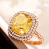 Square Micropaved Pink Simulated Zircon Ring Copper Women's Geometric Style
