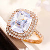 Square Micropaved Pink Simulated Zircon Ring Copper Women's Geometric Style