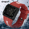 Square Multifunctional Luminous Electronic Watch For Men And Women Silicone Strap Abs Case Acrylic Mirror Chic Style