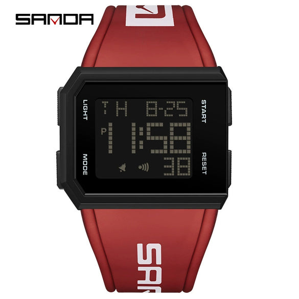 Square Multifunctional Luminous Electronic Watch For Men And Women Silicone Strap Abs Case Acrylic Mirror Chic Style