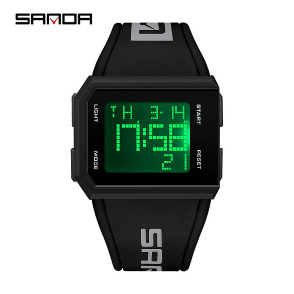 Square Multifunctional Luminous Electronic Watch For Men And Women Silicone Strap Abs Case Acrylic Mirror Chic Style