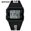 Square Multifunctional Luminous Electronic Watch For Men And Women Silicone Strap Abs Case Acrylic Mirror Chic Style