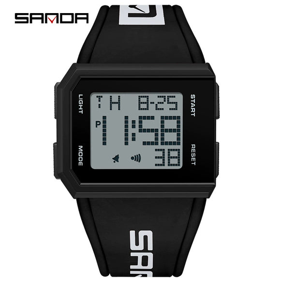 Square Multifunctional Luminous Electronic Watch For Men And Women Silicone Strap Abs Case Acrylic Mirror Chic Style