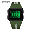Square Multifunctional Luminous Electronic Watch For Men And Women Silicone Strap Abs Case Acrylic Mirror Chic Style