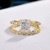 Square Pair Ring Copper Retro Geometric Zircon Design For Women