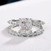 Square Pair Ring Copper Retro Geometric Zircon Design For Women