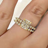 Square Pair Ring Copper Retro Geometric Zircon Design For Women