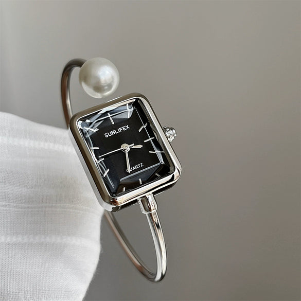 Square Pearl Bracelet Watch Alloy Women's Leisure Style