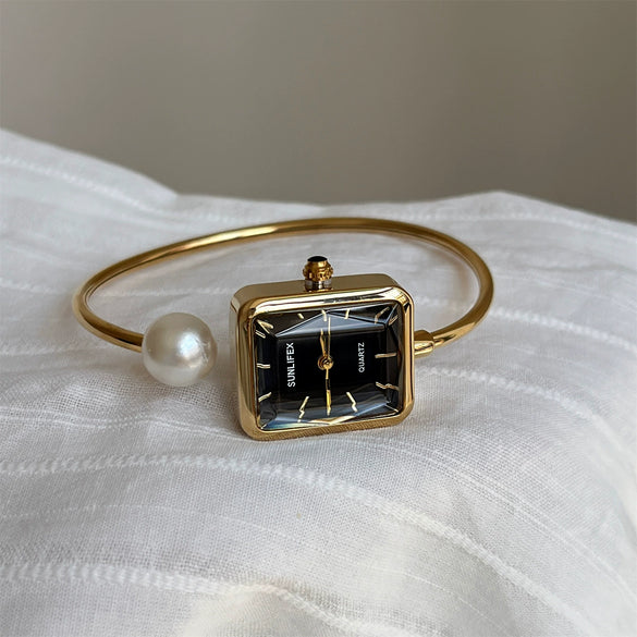 Square Pearl Bracelet Watch Alloy Women's Leisure Style