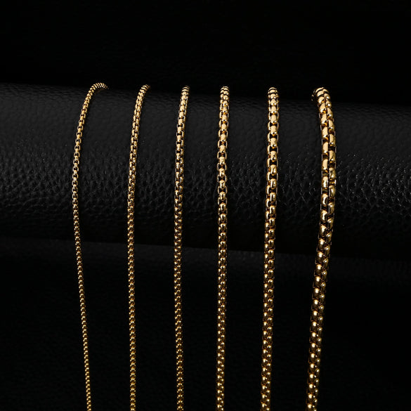 Square Pearl Chain Stainless Steel Geometric Electroplated