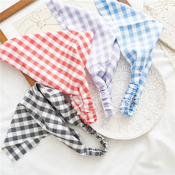 Square Plaid Stretch Triangle Cloth Scarf Headwear For Women Spring And Summer Seiko Design