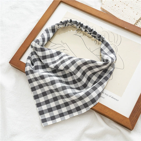 Square Plaid Stretch Triangle Cloth Scarf Headwear For Women Spring And Summer Seiko Design