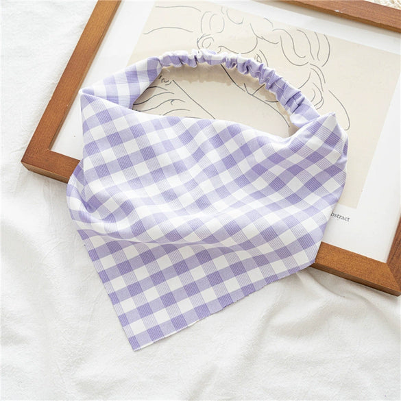 Square Plaid Stretch Triangle Cloth Scarf Headwear For Women Spring And Summer Seiko Design