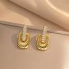 Square Point Drill Heart Shape Titanium Steel Vacuum Plating Retro Exaggerated Women's Eardrop Earrings