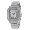 Square Quartz Watch Alloy Band And Case Gypsophila Design For Men