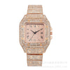 Square Quartz Watch Alloy Band And Case Stainless Steel Clasp For Adult Men With Gypsophila Design